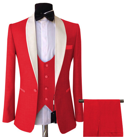 Férfi 3 részes öltönyök, karcsú, üzleti vőlegény, rózsaszín, lila kabát, szmoking, fehér blézer esküvői bál estére (blézer+mellény+nadrág)