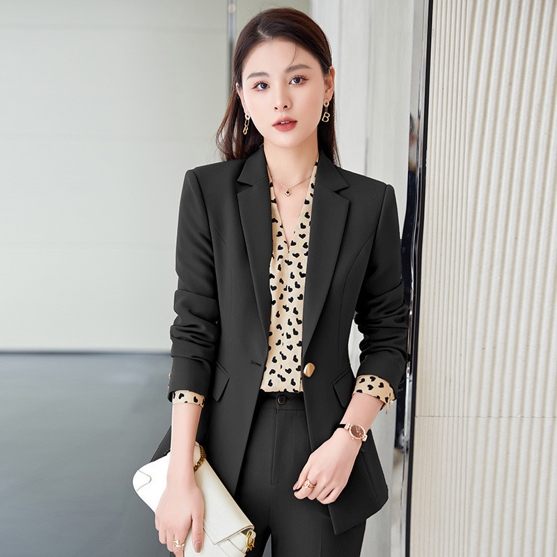 Elegáns lila női professzionális üzleti öltönyök nadrággal és kabáttal Kabát Karrier Interjú Nadrágruhák Blézerek Nadrágkészlet