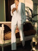 Kumsvag 2022 nyári női nadrág öltönyök 2 részes készletek Alkalmi vászon fehér blézerek kabátok és nadrágok Női elegáns OL öltönyök ruházat