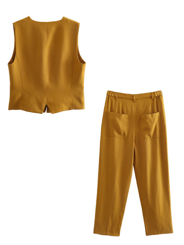 Kumsvag 2022 nyári női 2 részes szett öltönyök alkalmi tömör mellények kabátok és rakott nadrágok női elegáns utcai öltönyök ruházat