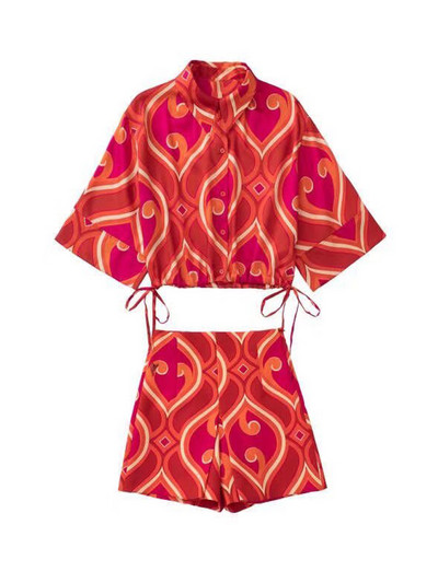 Kumsvag 2022 nyári női szettek öltönyök divatnyomtatás fél ujjú rövidnadrág ing felsők és rövidnadrág női alkalmi 2 részes készlet Ruházat