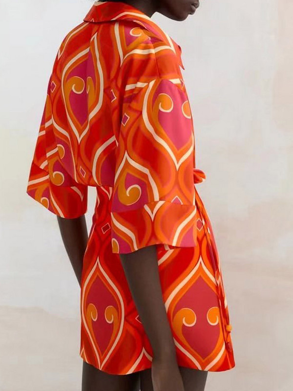 Kumsvag 2022 nyári női szettek öltönyök divatnyomtatás fél ujjú rövidnadrág ing felsők és rövidnadrág női alkalmi 2 részes készlet Ruházat