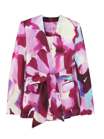 Kumsvag 2022 nyári női nadrágkosztüm 2 részes szett Divatnyomtatás Szatén blézerek Kabátok és nadrágok Női Elegáns Öltöny Ruházat