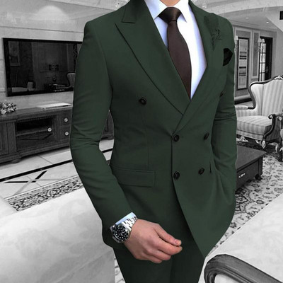 Férfi öltönyök Army Green Formális üzleti esküvői öltönyök férfiaknak Legjobb férfi blézer vőlegény szmoking Slim Fit Costume Homme Mariage