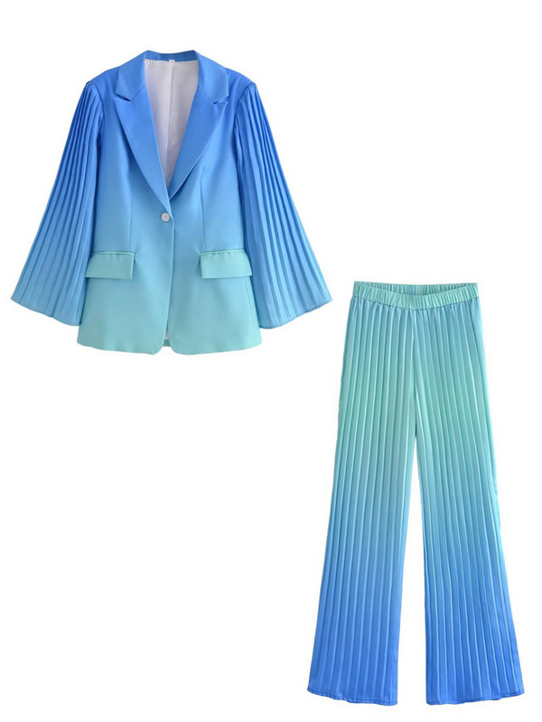 Kumsvag 2022 nyári női rakott nadrág öltönyök 2 részes készletek Divat Bő blézerek Kabátok és nadrágok Női Elegáns öltöny Ruházat