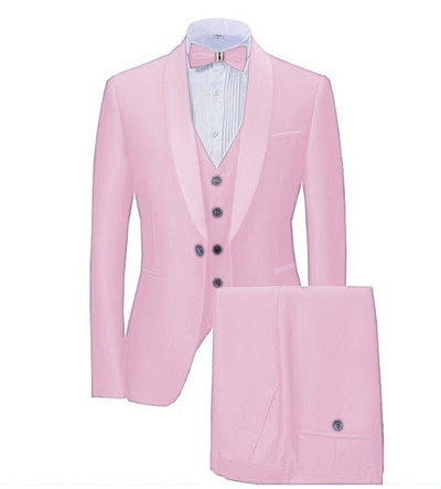 2020-as új sötétkék férfi öltöny, 3 részes, hivatalos üzleti blézer szmoking kendő hajtóka esküvői vőlegénynek (kabát+mellény+nadrág)