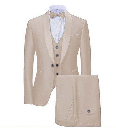 2020-as új sötétkék férfi öltöny, 3 részes, hivatalos üzleti blézer szmoking kendő hajtóka esküvői vőlegénynek (kabát+mellény+nadrág)