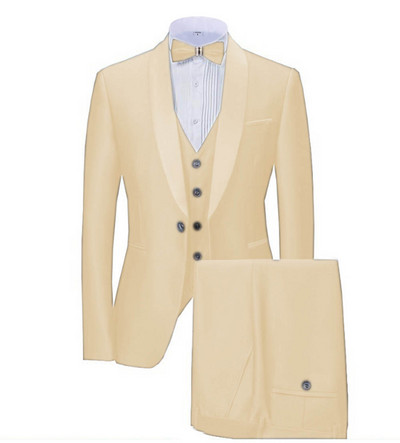 2020-as új sötétkék férfi öltöny, 3 részes, hivatalos üzleti blézer szmoking kendő hajtóka esküvői vőlegénynek (kabát+mellény+nadrág)