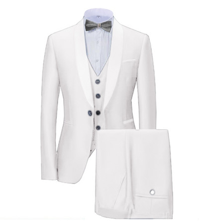 2020-as új sötétkék férfi öltöny, 3 részes, hivatalos üzleti blézer szmoking kendő hajtóka esküvői vőlegénynek (kabát+mellény+nadrág)