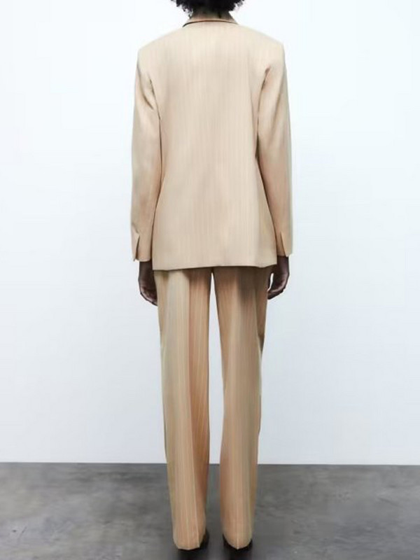 Kumsvag 2022 nyári női csíkos nadrágkosztümök 2 részes szett Alkalmi bő blézerek és nadrágok Női utcai OL öltönyök ruházat