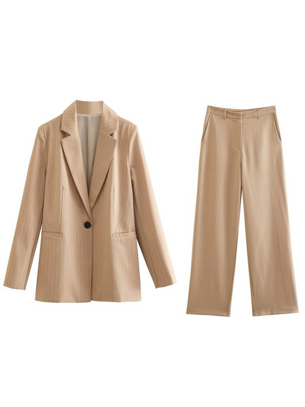 Kumsvag 2022 nyári női csíkos nadrágkosztümök 2 részes szett Alkalmi bő blézerek és nadrágok Női utcai OL öltönyök ruházat