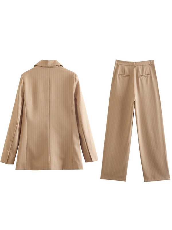 Kumsvag 2022 nyári női csíkos nadrágkosztümök 2 részes szett Alkalmi bő blézerek és nadrágok Női utcai OL öltönyök ruházat