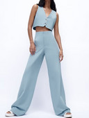 Kumsvag 2022 nyári női lenvászon 2 részes készletek Öltönyök Alkalmi tömör mellények Kabátok és nadrágok Női Elegáns Utcai öltöny Ruházat