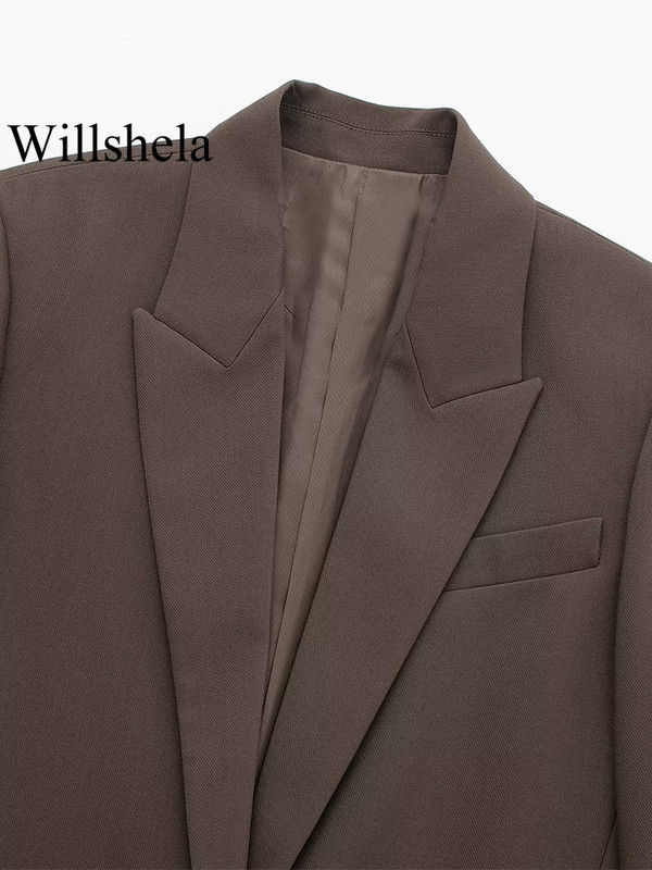Willshela női divatos, 2 részes öltöny, egygombos blézer és vintage elülső cipzáras nadrág női irodai női blézer nadrág szett