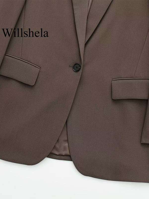 Willshela női divatos, 2 részes öltöny, egygombos blézer és vintage elülső cipzáras nadrág női irodai női blézer nadrág szett