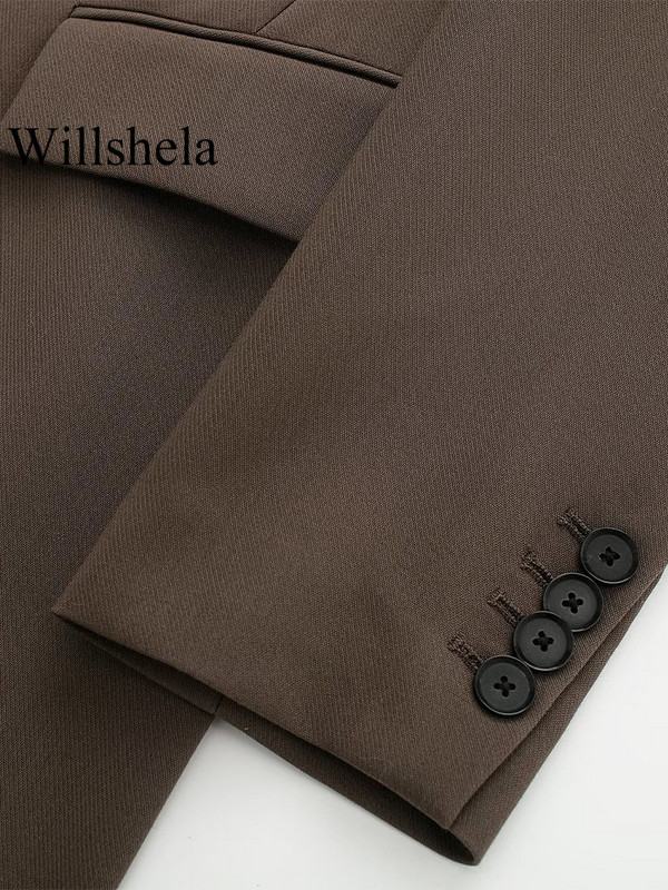 Willshela női divatos, 2 részes öltöny, egygombos blézer és vintage elülső cipzáras nadrág női irodai női blézer nadrág szett