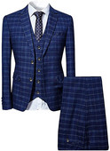 Férfi Vintage 3 részes férfi öltönyök, kockás, egysoros, vékony szabású szmokingok esküvői vőlegényeknek (kabát+mellény+nadrág)