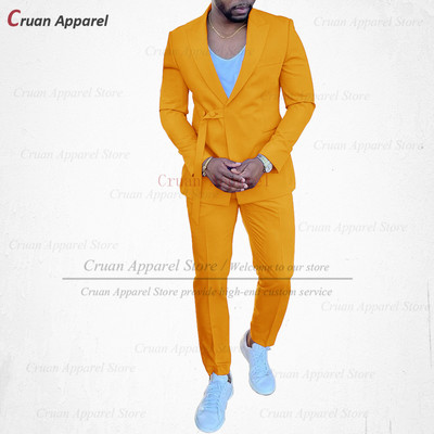 20 színű divatos égkék férfi öltöny szett karcsú, esküvői vőlegény vőlegény szmoking testre szabott énekesparti arany kabát nadrág 2db