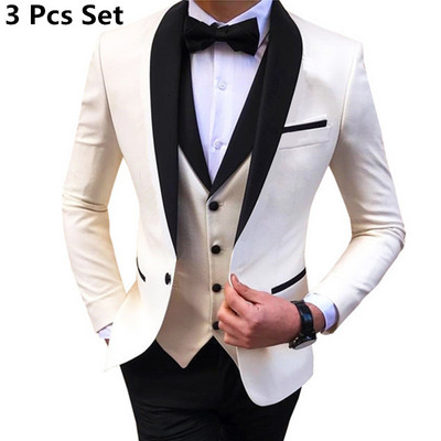 Öltöny Mellény Nadrág 3 db szett / 2022 divat Új Férfi Alkalmi Boutique Üzleti Esküvői Öltözék Blézer Kabát Kabát Nadrág Mellény