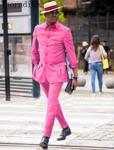 Thorndike új szolid esküvői öltönyök férfiaknak gombos vőlegény Férfi üzleti alkalmi öltöny 2 részes férfi ruha öltöny Gentleman Party Tuxed