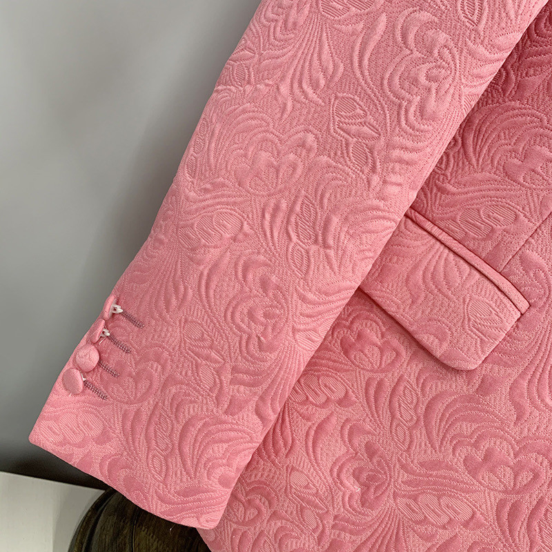 Férfi ünnepi öltöny, háromrészes, nyomtatott, vékonyan illeszkedő kendős, hajtókás öltöny esküvői vőfélynek (blézer+mellény+nadrág)