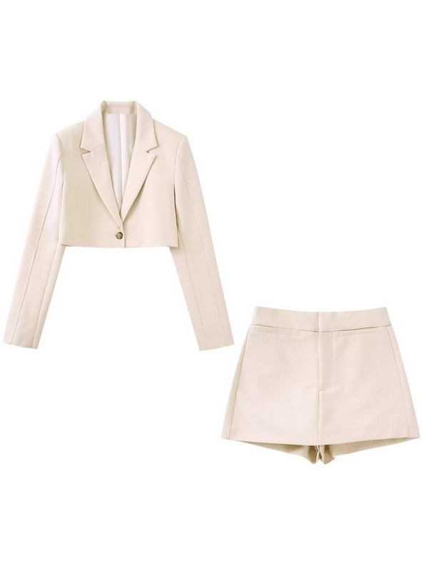 Kumsvag 2022 Summer Női 2 részes készletek Öltönyök Alkalmi Solid Rövid Blézerek Kabátok és Rövidnadrágok Szoknyák Női Elegáns OL Öltöny Ruházat