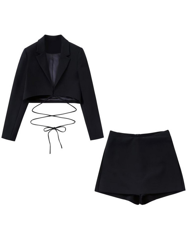 Kumsvag 2022 nyári női öltönyök 2 részes szett Alkalmi tömör rövid blézerek kabátok és rövidnadrágok szoknyák női elegáns utcai ruházat