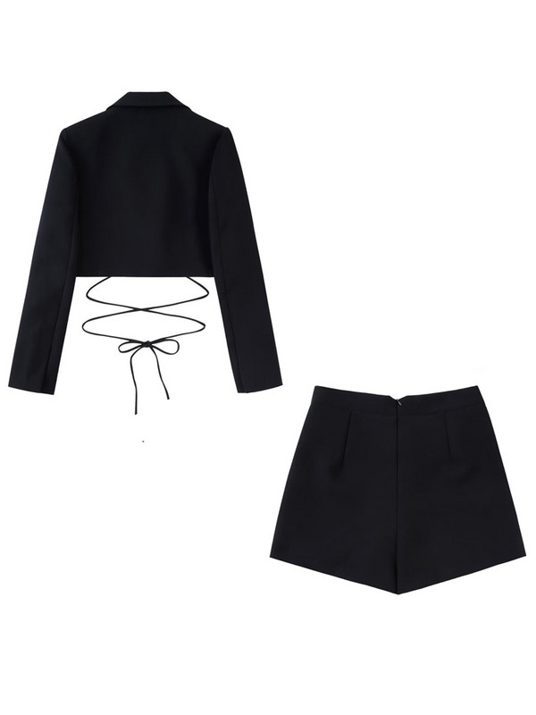 Kumsvag 2022 nyári női öltönyök 2 részes szett Alkalmi tömör rövid blézerek kabátok és rövidnadrágok szoknyák női elegáns utcai ruházat