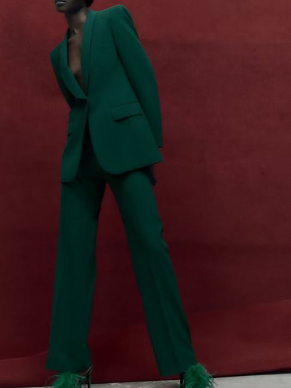 Kumsvag 2022 őszi női nadrágkosztümök 2 részes készletek Alkalmi Solid Slim blézerek Kabátok és nadrágok Női Elegáns OL Öltöny Ruházat