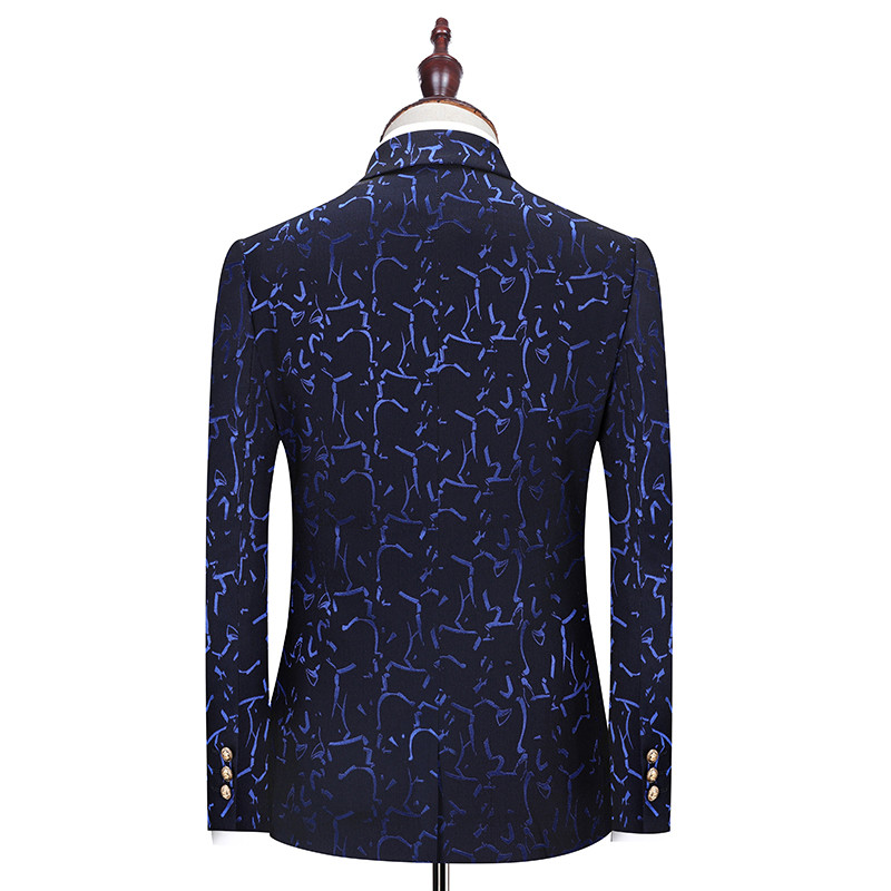 Blézer nadrág mellény férfi öltöny esküvői ruha virágmintás 3 részes szett Férfi luxus bronzosító blézer kabát kabát nadrág mellény