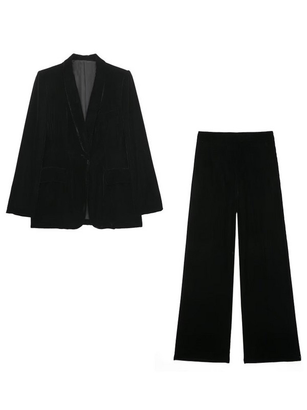 Kumsvag 2022 őszi női bársonyos nadrág öltönyök 2 részes készletek alkalmi tömör blézerek kabátok és nadrágok női elegáns öltöny ruhák