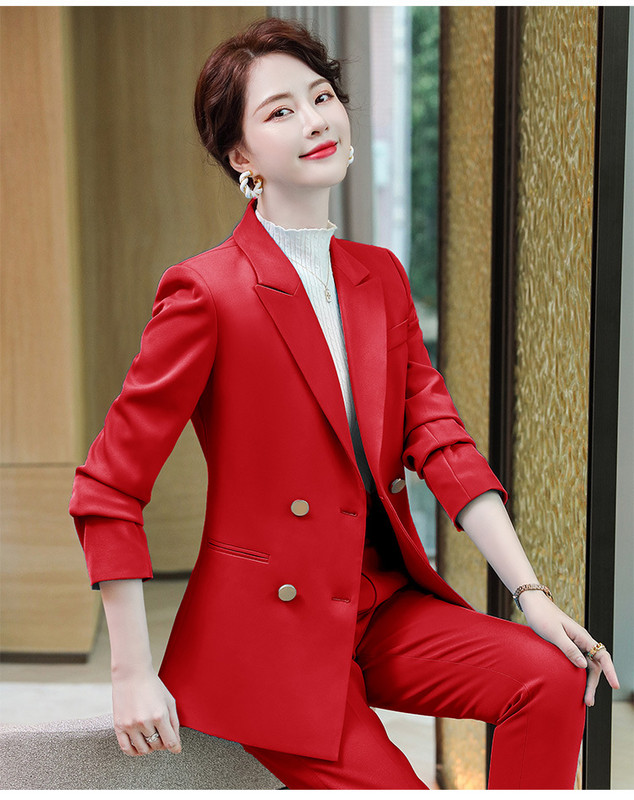 Ünnepi formatervezési nadrágkosztümök női munkavégzésre Blézerek nadrággal és kabátokkal Kabát Őszi Téli Profi