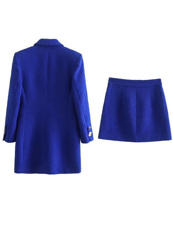 Kumsvag 2022 őszi női szoknya öltönyök 2 részes készletek Alkalmi tömör hosszú blézerek kabátok és szoknyák női elegáns OL ruházat