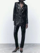 Kumsvag női őszi karcsú nadrágkosztümök 2 részes szettek 2022 alkalmi tömör flitteres blézerek és nadrágok női elegáns öltöny ruházat