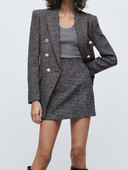 Kumsvag női őszi szoknyák öltönyök 2 darabos szettek 2022 alkalmi vénák kockás blézerek kabátok és szoknyák Női elegáns OL öltöny ruházat