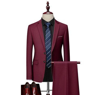 Férfi üzleti 3 részes öltönykészletek / Férfi vőlegény esküvői bankett egyszínű csúcsminőségű, egyedi nagy méretű márkájú blézerek kabát