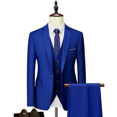 Férfi üzleti 3 részes öltönykészletek / Férfi vőlegény esküvői bankett egyszínű csúcsminőségű, egyedi nagy méretű márkájú blézerek kabát