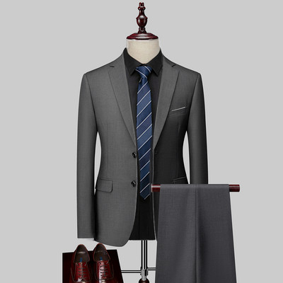 Férfi üzleti 3 részes öltönykészletek / Férfi vőlegény esküvői bankett egyszínű csúcsminőségű, egyedi nagy méretű márkájú blézerek kabát