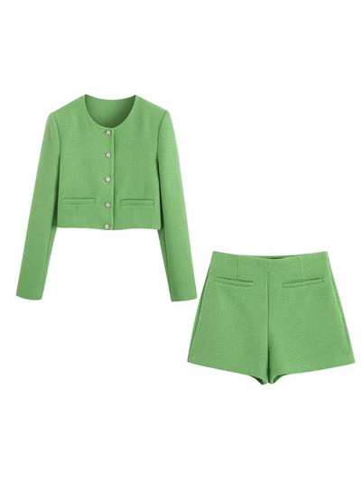 Kumsvag 2022 nyári női alkalmi öltönyök 2 részes készletek tömör vénák rövid dzsekik Kabát és rövidnadrág Női divat Kétrészes ruhák