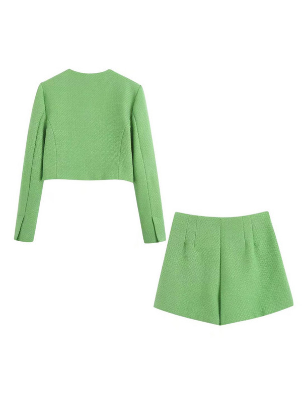 Kumsvag 2022 nyári női alkalmi öltönyök 2 részes készletek tömör vénák rövid dzsekik Kabát és rövidnadrág Női divat Kétrészes ruhák