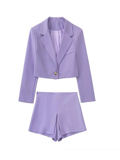 Kumsvag 2022 nyári női rövidnadrág öltöny 2 részes készlet Alkalmi tömör blézer Kabátok és rövidnadrágok Női Elegáns Utcai öltöny Ruházat