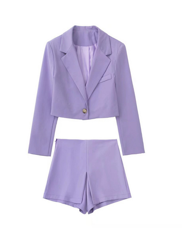 Kumsvag 2022 nyári női rövidnadrág öltöny 2 részes készlet Alkalmi tömör blézer Kabátok és rövidnadrágok Női Elegáns Utcai öltöny Ruházat