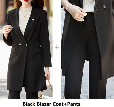 Kiváló minőségű szövetből készült női üzleti öltönyök nadrággal és blézerrel kabát Középhosszú széldzseki Professzionális OL stílusú nadrágkosztümök