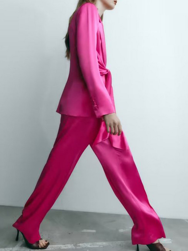 Kumsvag 2022 nyári női nadrágkosztümök 2 részes készletek Alkalmi tömör blézerek kabátok és nadrágok Női elegáns utcai öltönyök ruházat