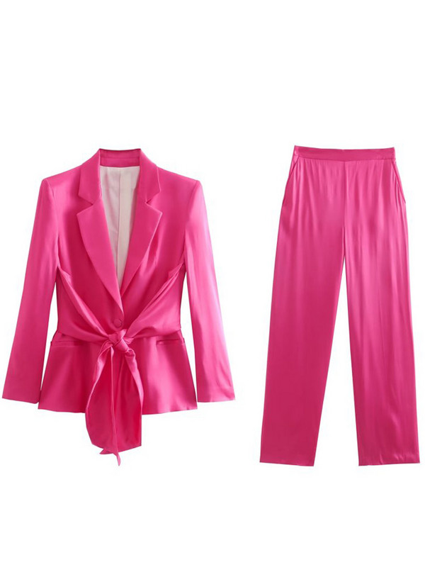 Kumsvag 2022 nyári női nadrágkosztümök 2 részes készletek Alkalmi tömör blézerek kabátok és nadrágok Női elegáns utcai öltönyök ruházat