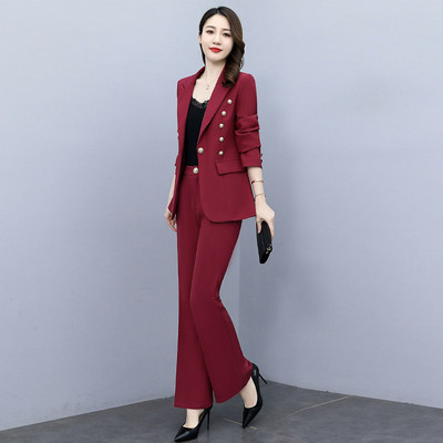 Moterų laisvalaikio švarkų rinkinys 2022 m. rudens naujo temperamento kostiumas, švarkas kelnės, dviejų dalių korėjietiški elegantiški madingi profesionalūs kostiumai
