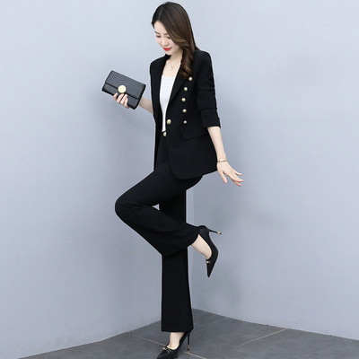 Moterų laisvalaikio švarkų rinkinys 2022 m. rudens naujo temperamento kostiumas, švarkas kelnės, dviejų dalių korėjietiški elegantiški madingi profesionalūs kostiumai