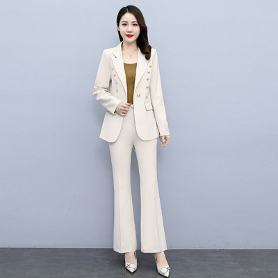 Moterų laisvalaikio švarkų rinkinys 2022 m. rudens naujo temperamento kostiumas, švarkas kelnės, dviejų dalių korėjietiški elegantiški madingi profesionalūs kostiumai