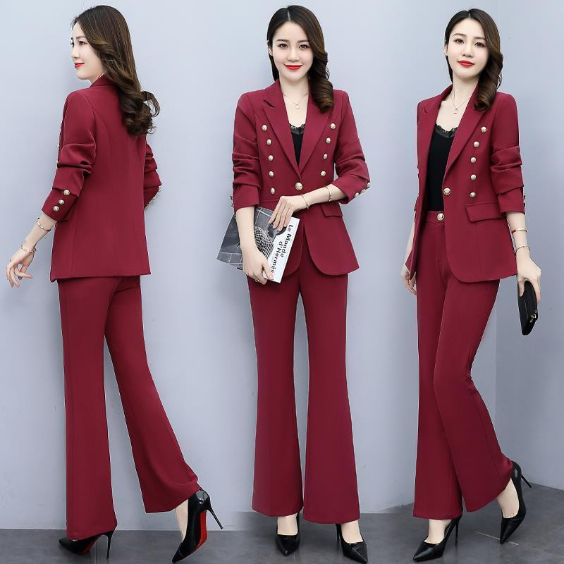 Moterų laisvalaikio švarkų rinkinys 2022 m. rudens naujo temperamento kostiumas, švarkas kelnės, dviejų dalių korėjietiški elegantiški madingi profesionalūs kostiumai