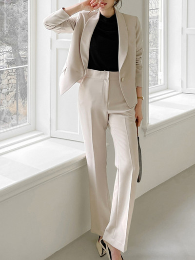 Női Üzleti Nadrág Öltöny Irodai Vékony Elegáns Alkalmi Blézer 2 részes Szett Női Divat Koreai Munkaruha Nadrágruhák Ruhák
